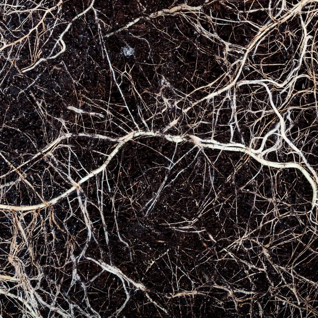 Fine root network in dark substrate